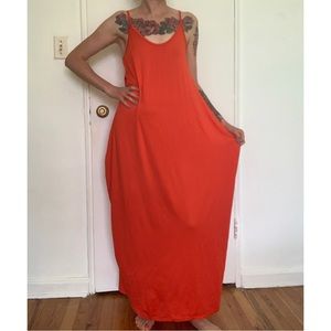 Orange Geometrical Maxi Dress Size Medium - With Pockets!!!